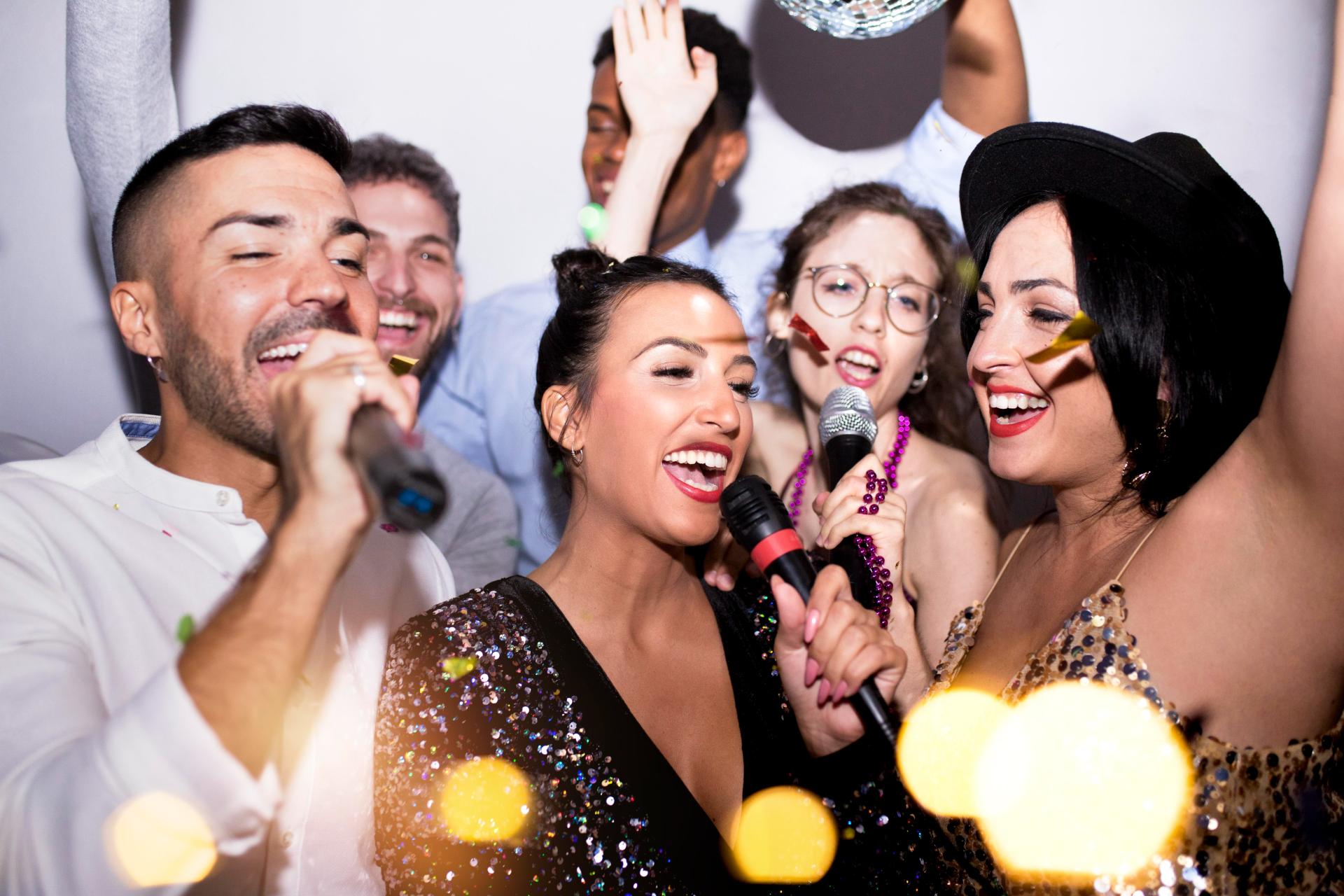 Friends at a Christmas party event