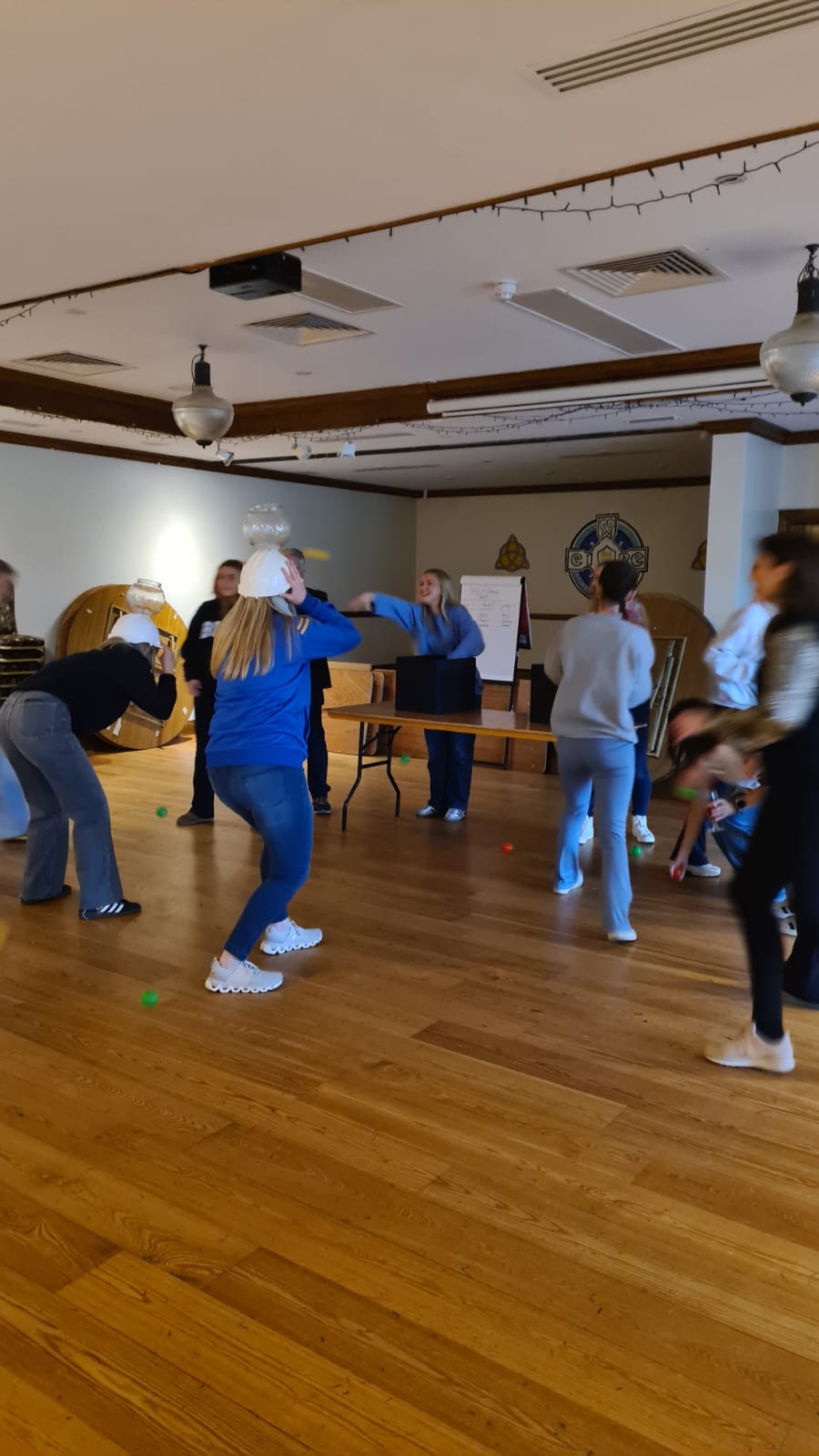 A group participating in an activity such as "In It To Win It" or "Battle of The Guests" or "Battle of The Bridesmaids", which are perfect group activities for a hen party, corporate event, or birthday party.